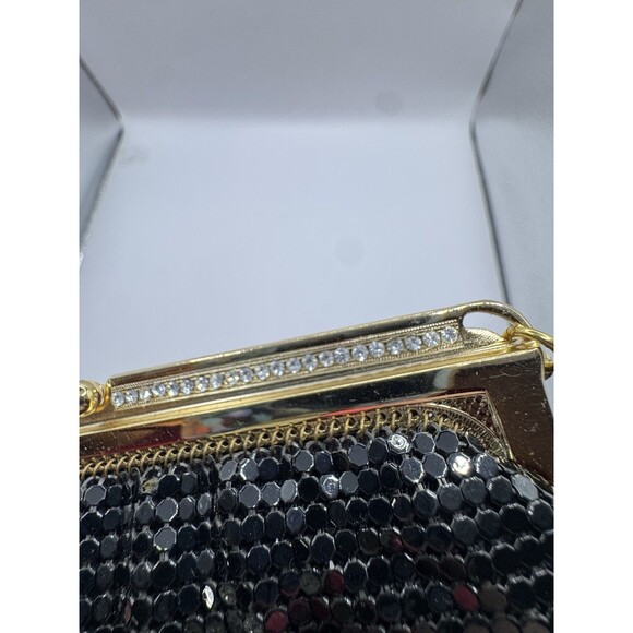 Whiting & Davis Vtg Black Mesh Evening Bag Rhinestone Chain Strap Formal NEW Tag - Picture 12 of 15